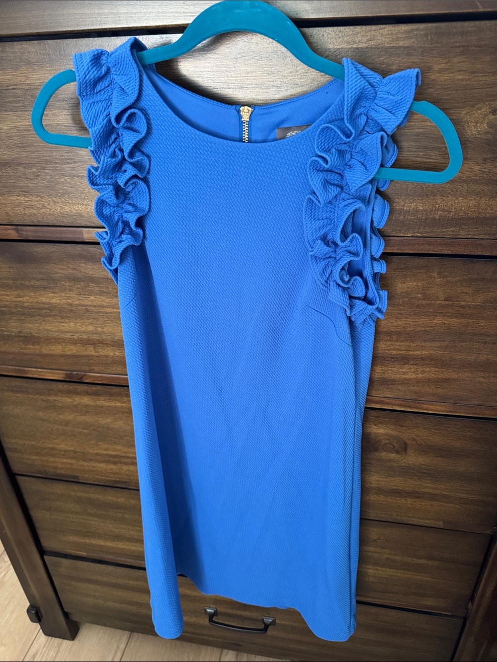 Vince Camuto Royal Blue Ruffle Sleeve Shift Dress